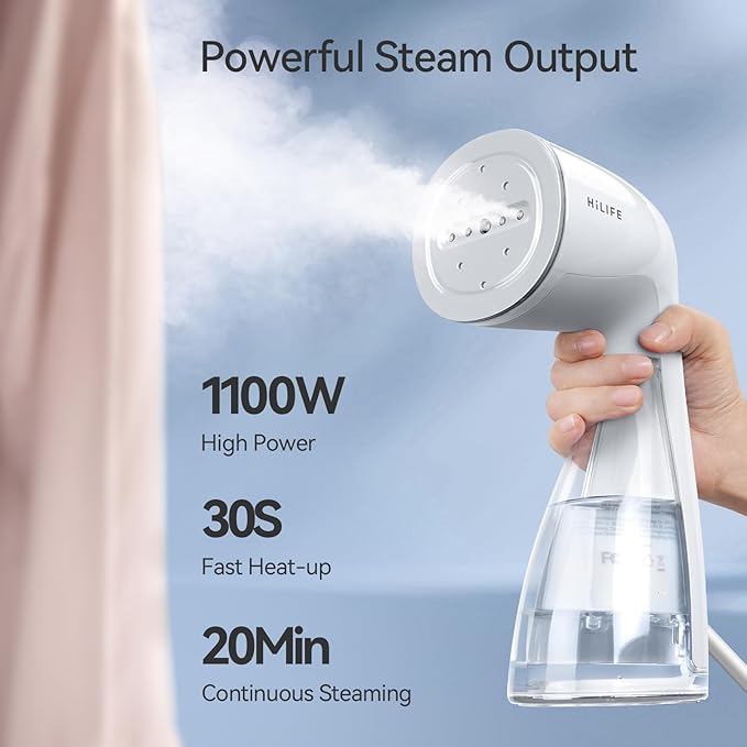 HiLIFE Upgraded Steamer for Clothes, Handheld Portable Design, 1100W Powerful - Image 2