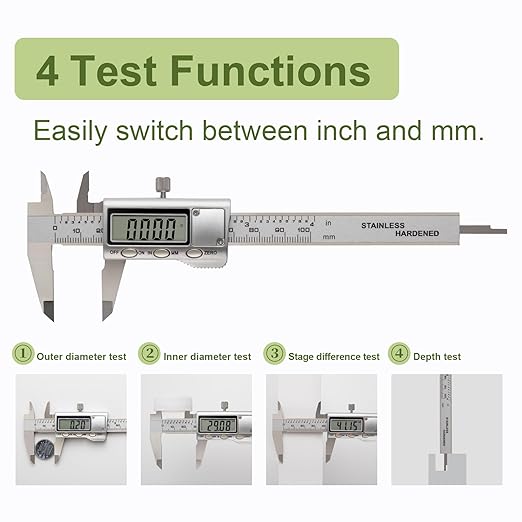 SCITOOLS All-Metal Small Digital Caliper 0-4" Mini Measuring Tool, Micrometer - Image 3