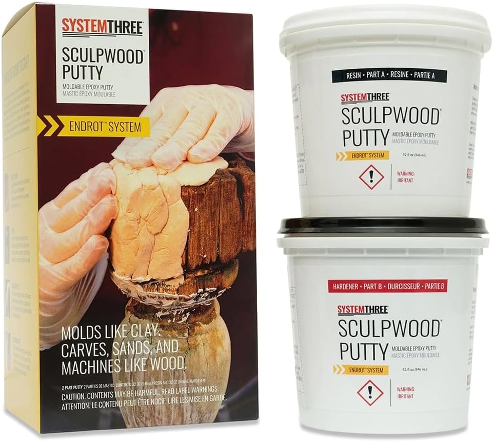4-Pack of 1/2 gal System Three Resins 1600K20 SculpWood Epoxy Putty