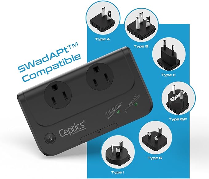 Ceptics - 6 in 1 Travel Adapter and Voltage Converter, 220V to 110V Converter - Image 4
