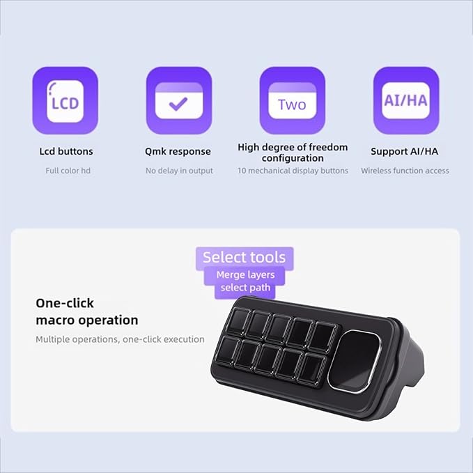 VELATEMOR AI Voice Control Panel, 10 LCD Mechanical Buttons 2.01 Inch Auxiliary - Image 3