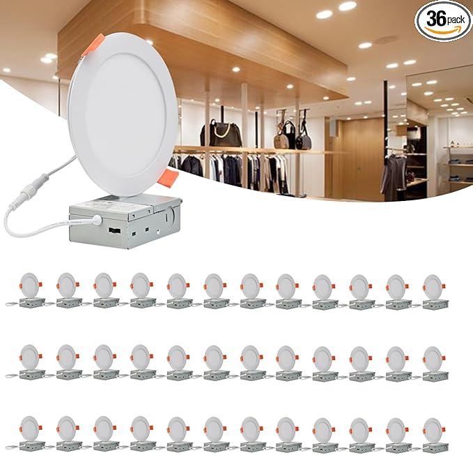 MKUJOO 36 Pack 4 Inch Ultra-Thin LED Recessed Ceiling Light by MKUJOO