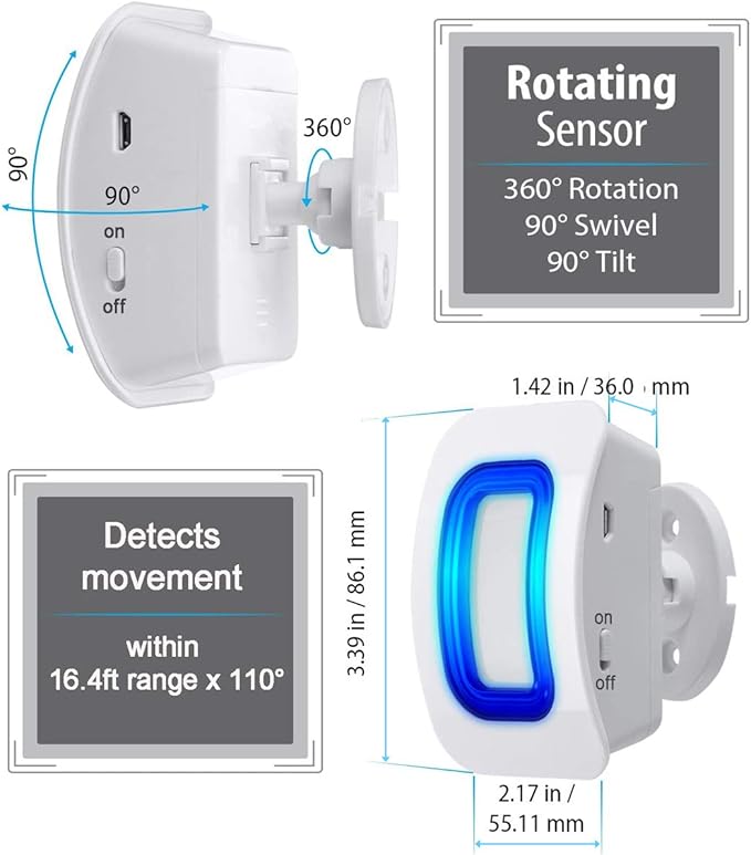 EverNary Wireless Caregiver Pager Motion Sensor Alarm Indoor Room Bed Alarms - Image 6