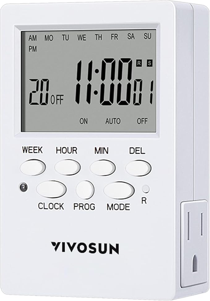 VIVOSUN Digital Timer Outlet 7 Day Programmable Digital Outlet Timer by VIVOSUN