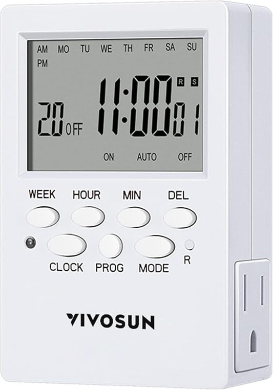 VIVOSUN Digital Timer Outlet 7 Day Programmable Digital Outlet Timer by VIVOSUN