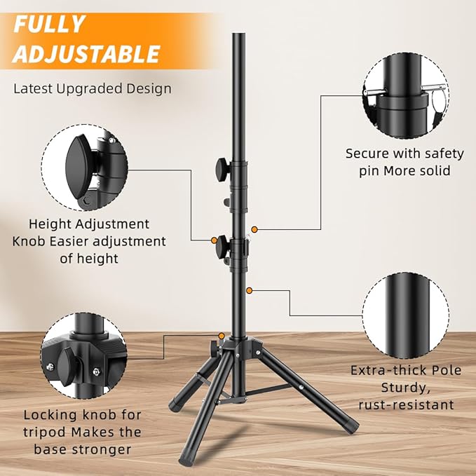 Small Speaker Stands 2 Pack, 24-50 Inch Height Adjustable Speaker Tripod Stand - Image 5