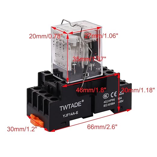 TWTADE/DC 12V Relay 5A Electromagnetic Power Coil Relay 14 Pins 4PDT 4NO+4NC - Image 6