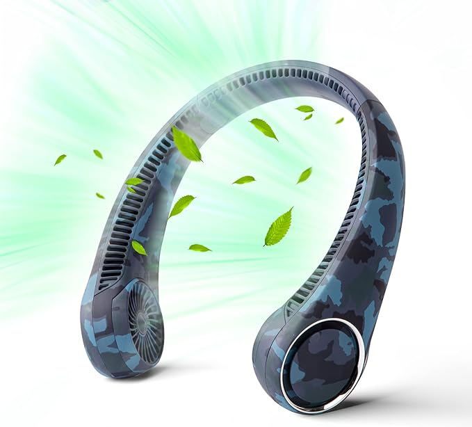 Portable Neck Fan, Hands Free Bladeless Fan, 360° Cooling Personal Fan by penkou