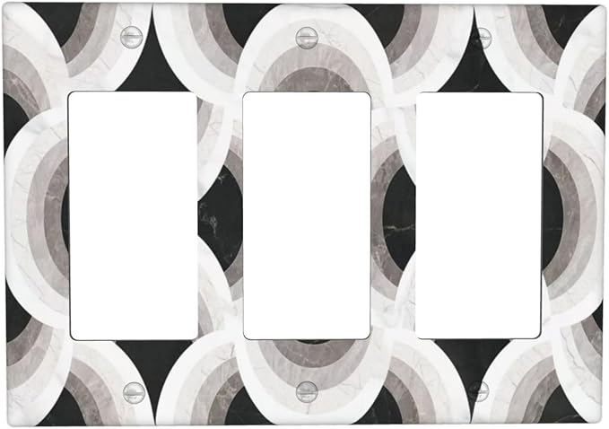 Bvtewkhz Black/White Art Marble 3 Gang Triple Rocker Decorative Light Switch - Image 2