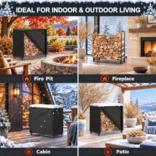 gtongoko 4ft firewood rack outdoor with cover heavy on a desk or shelf