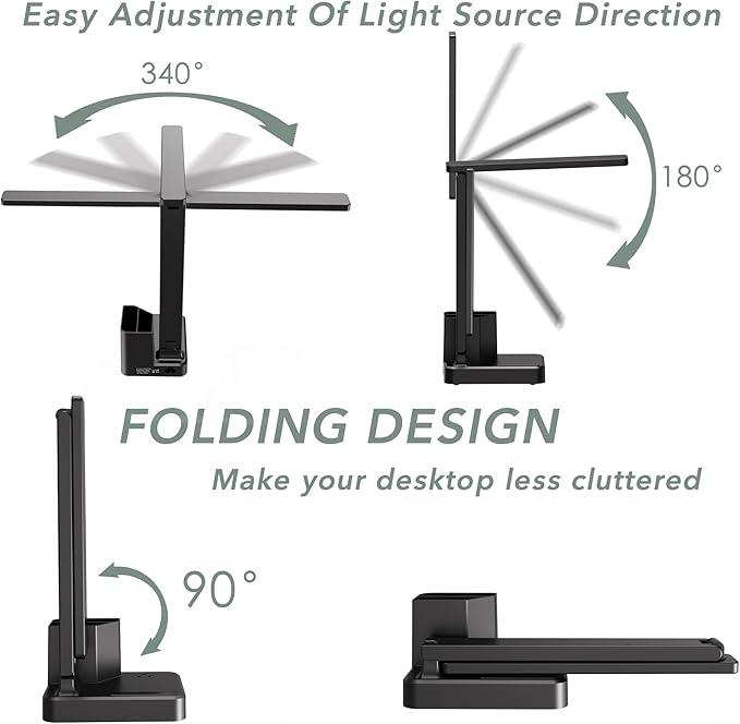 LED Desk Lamp with 3 USB Charging Ports 1 AC Outlet Small Table Lamp - Image 6