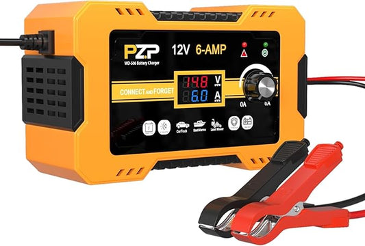 12V Automatic Car Battery Charger, 0-6A Arbitrarily Adjustable Smart Trickle by PZP-AutomotiveParts