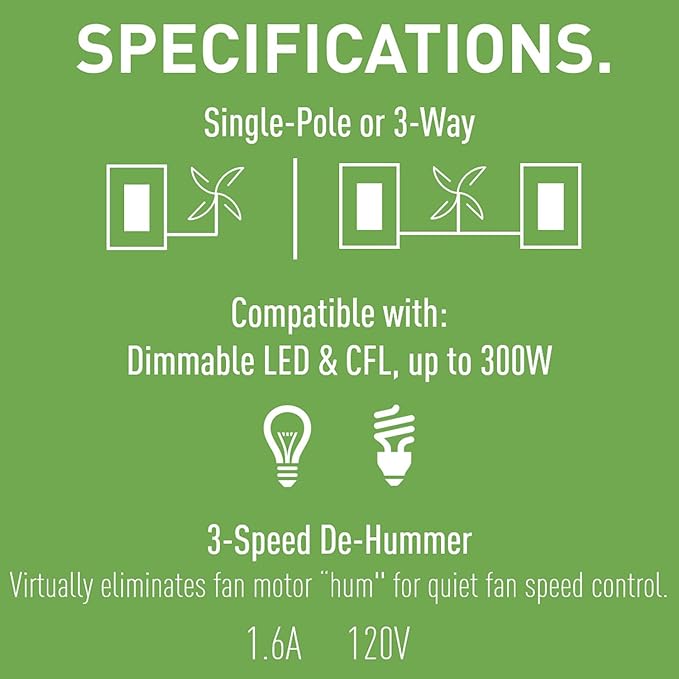 Legrand Pass & Seymour LSCLDC163PWCCV4 450W LS Series Preset Dimmer Light Switch - Image 4