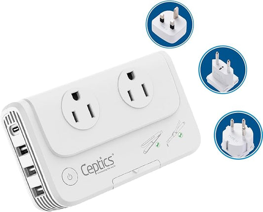 Ceptics Egypt, Jordan Voltage Converter, Convert 220V to 110V by Ceptics
