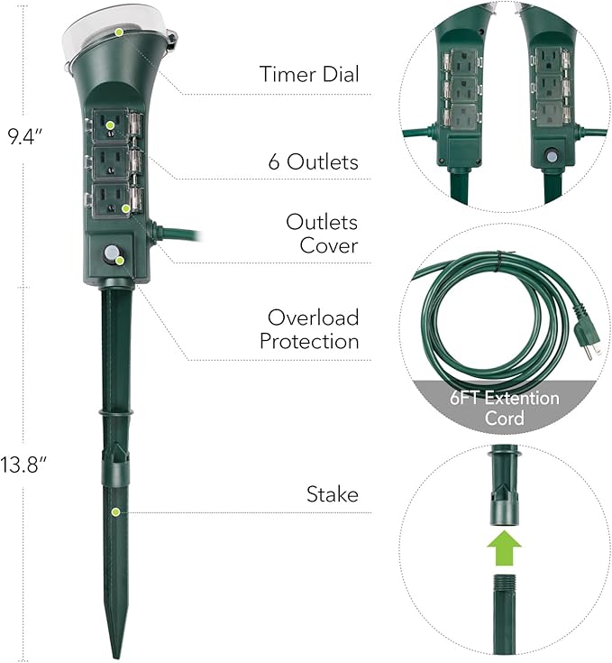 BN-LINK Outdoor Power Stake Timer - 6 ft Cord - Image 6