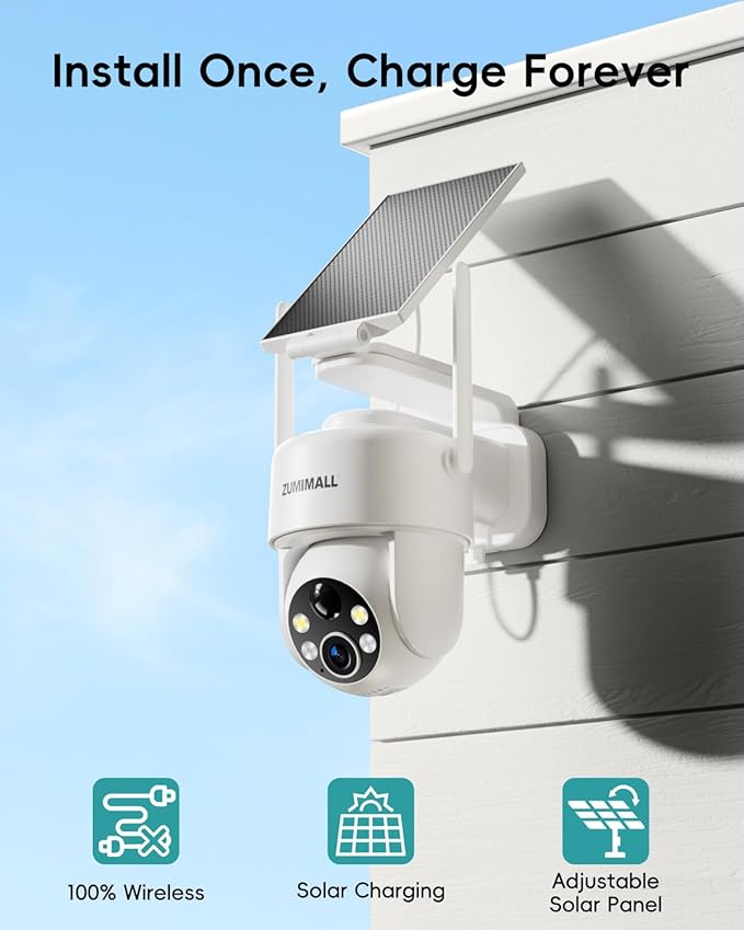 ZUMIMALL 2K Solar Security Cameras Wireless Outdoor | 360° PTZ View Control via - Image 2