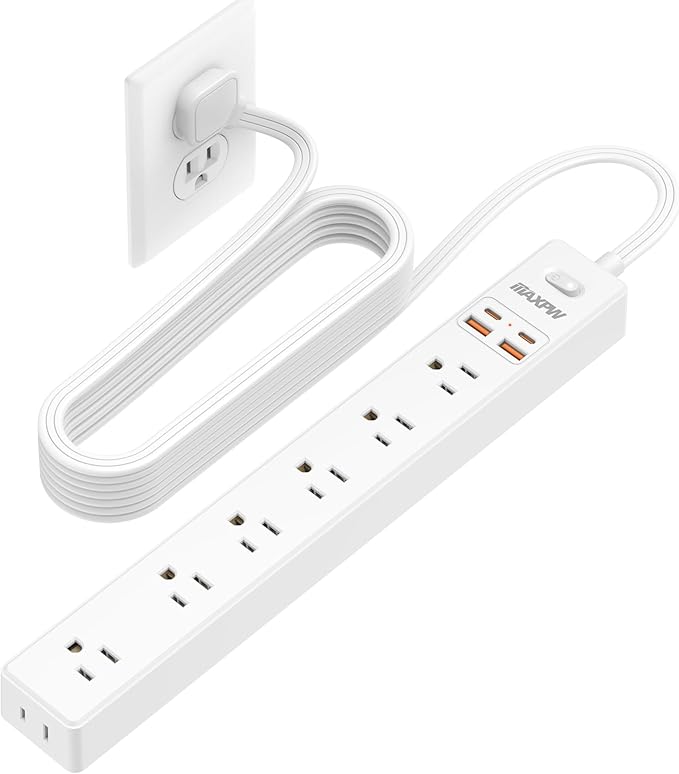 10 Ft Power Strip Surge Protector by Maxpw