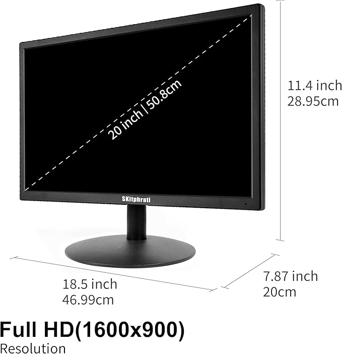 SKitphrati 20" PC Monitor 1600x900 75Hz 5MS HDMI Monitor LED Viewing Angle 95° - Image 7