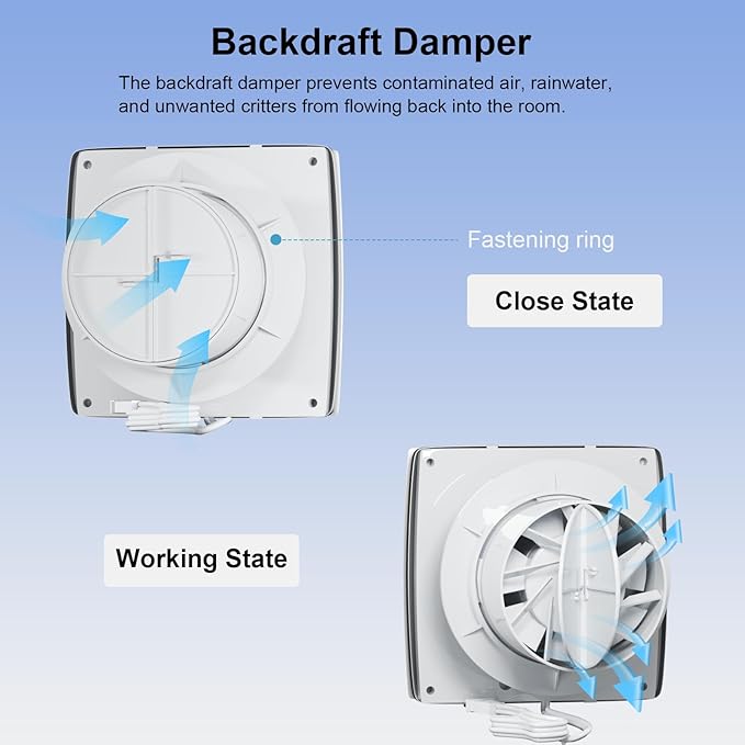 EINTTAX 4 Inch Wall Mount Bathroom Exhaust Fan, 56 CFM Plug in Wall Exhaust Fan - Image 5