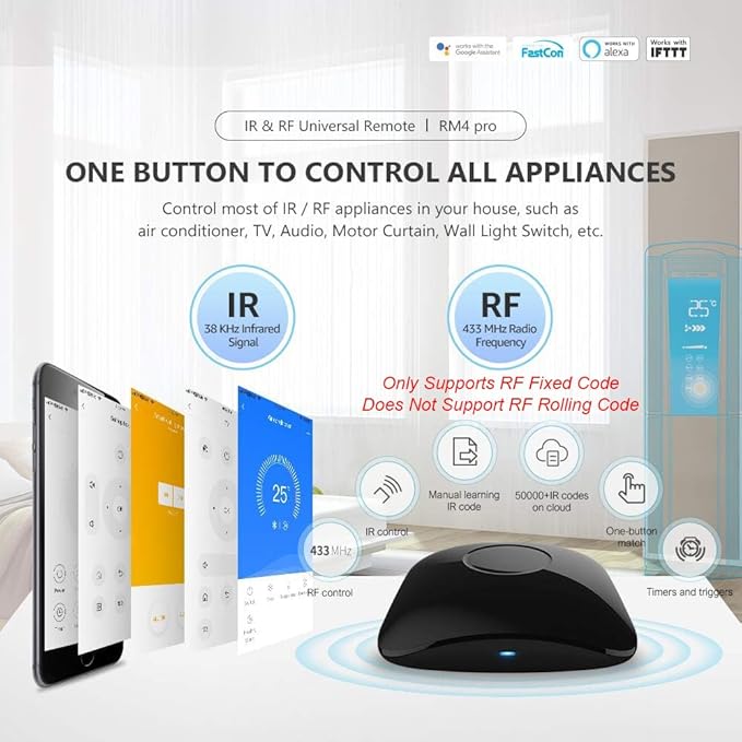 BroadLink RM4 pro IR and RF Universal Remote, All in One Hub Code Learning - Image 5