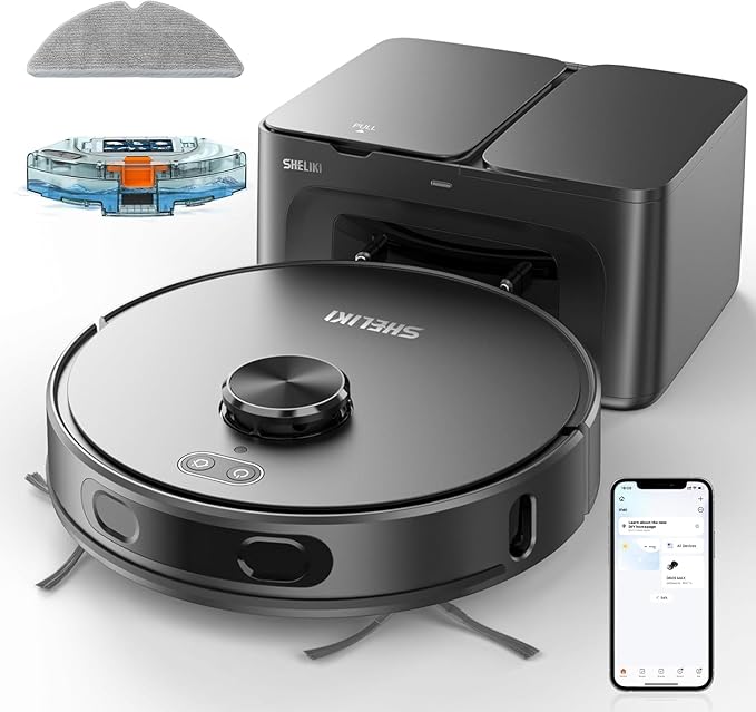 Robot Vacuum and Mop Combo, Robotic Vacuums Cleaner by SHELIKI