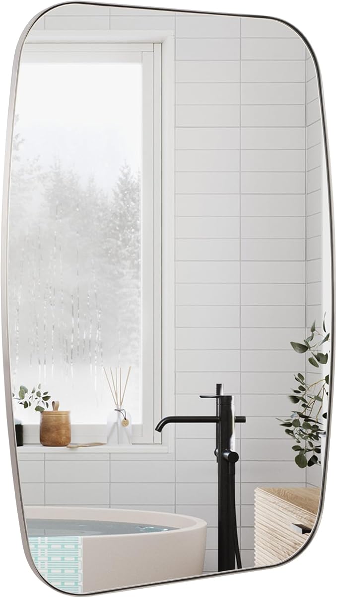 Brushed Nickel Bathroom Mirror, Living Room by Bolrok