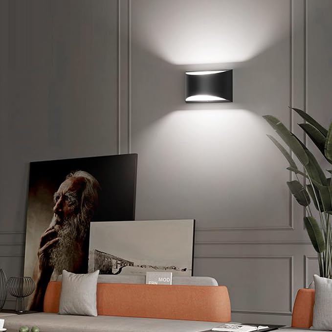 Aipsun Indoor Black Modern LED Wall Sconce Interior Wall Lights Set of 2 - Image 5