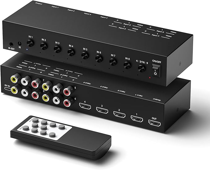 RuiPuo 8-Input to 1-HDMI-Output Converter Switchbetween Quick Different Sources by RuiPuo