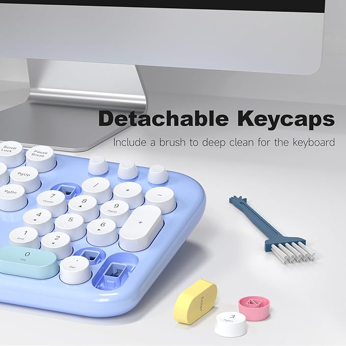 Wireless Keyboard and Mouse Combo, 2.4G Retro Typewriter Keyboard - Image 5