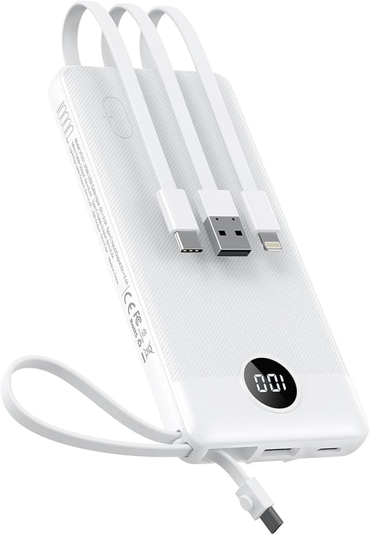 VEEKTOMX Portable Charger Built-in Cables, 10000mAh Power Bank by VEEKTOMX