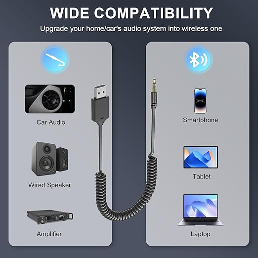 AUX Bluetooth 5.4 Receiver, Auxiliary Audio to Bluetooth 5.4 Adapter, 3.5mm - Image 6