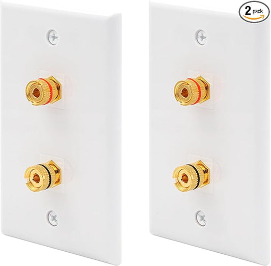 VCE UL-Listed Speaker Wall Plate Gold-Plated, 2-Port Keystone Wall Plate by VCE