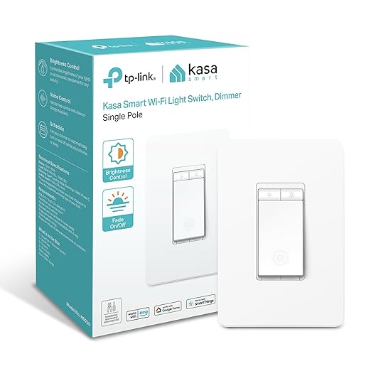 Kasa Smart Dimmer Switch HS220, Single Pole, Needs Neutral Wire, 2.4GHz Wi-Fi by KasaSmartbyTP-Link