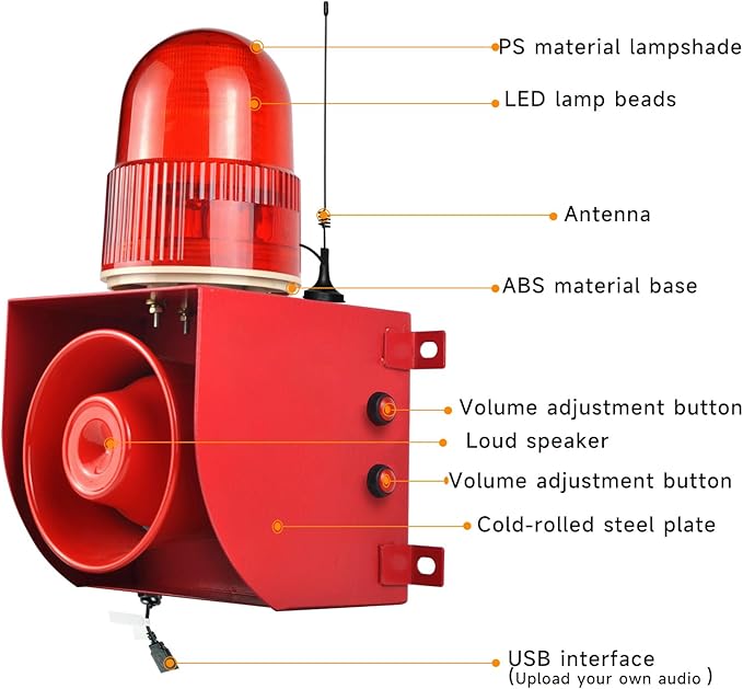 EOKHEOY Outdoor Security Siren Alarm 1.24 Mile Range Wireless 120dB Loud - Image 4