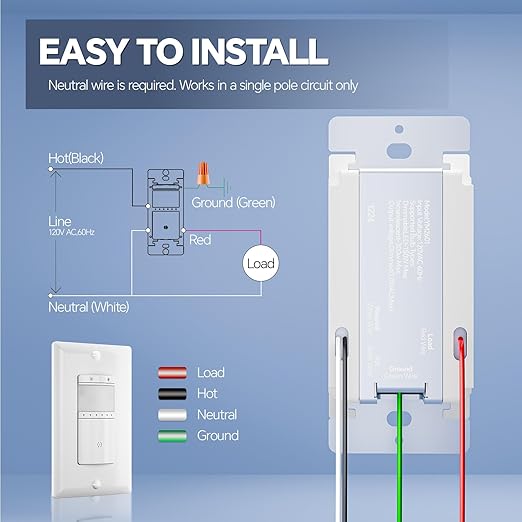 ECOELER Motion Sensor Dimmer Switch, Dimmer Electrical Light Switches - Image 8