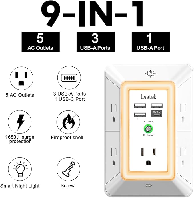 Multi Plug Outlet Surge Protector - Image 2