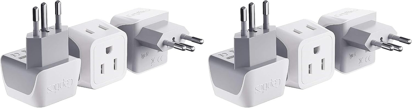 Ceptics Brazil Travel Adapter Plug with Dual USA Input - Type N (6 Pack - Ultra Compact - Safe Grounded Perfect for Cell Phones, Laptops, Camera Chargers and More - Power Plug (CT-11C)