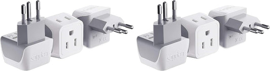 Ceptics Brazil Travel Adapter Plug with Dual USA Input - Type N (6 Pack - Ultra Compact - Safe Grounded Perfect for Cell Phones, Laptops, Camera Chargers and More - Power Plug (CT-11C)