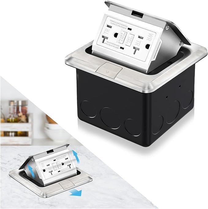 Vagueior Pop-Up Floor Box Kit, 20A Tamper-Weather Resistant Receptacle GFCI by Vagueior