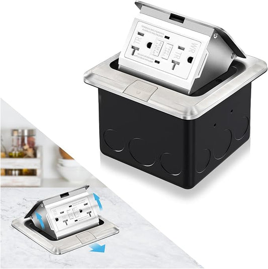 Vagueior Pop-Up Floor Box Kit, 20A Tamper-Weather Resistant Receptacle GFCI by Vagueior