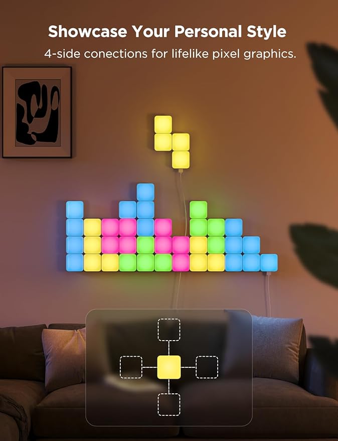 Govee Mini Panel Lights, RGBIC LED Wall Panels, Smart DIY Cube Wall Light - Image 5