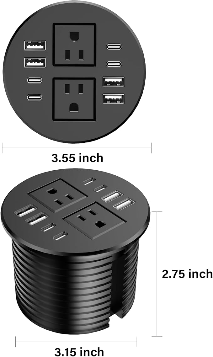 Jgstkcity Power Strip, Desktop Recessed Power Grommet, 40W Total USB C Fast - Image 8
