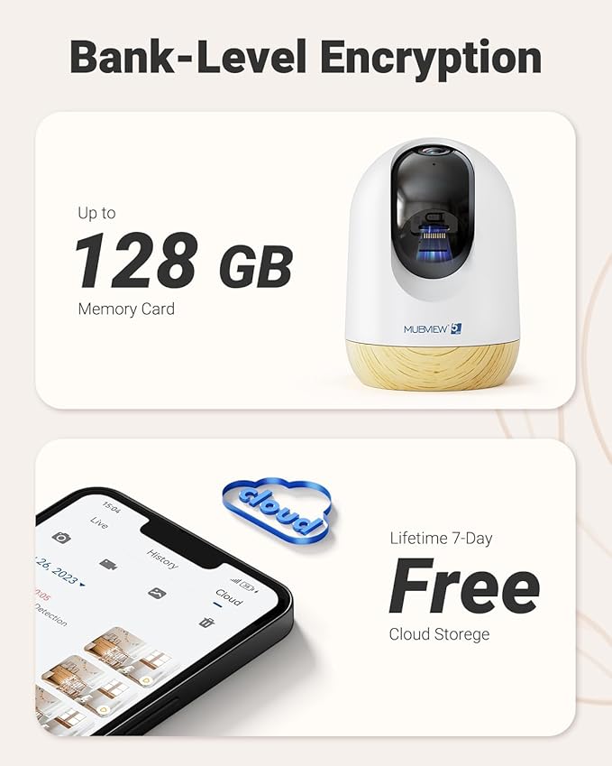 MUBVIEW Pan/Tilt Cameras for Home Security Indoor, 5MP Pet/Cat/Dog Camera - Image 9