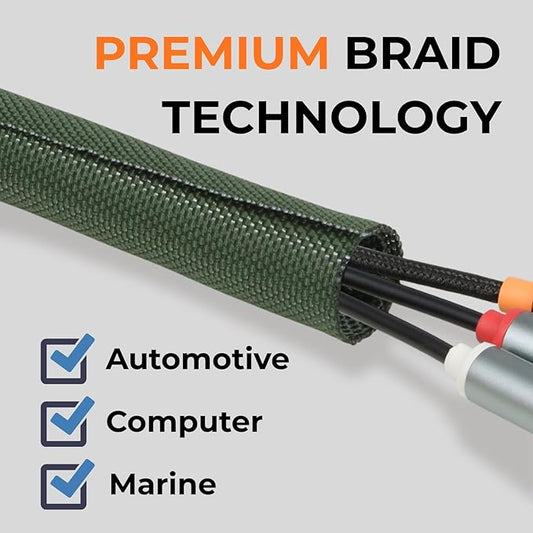 HOLED 1 inch Split Braided Cable Management Sleeve - Image 2