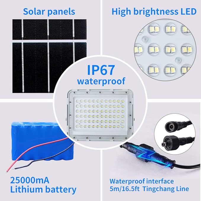 200W LED Solar Flood Lights, 18000Lumens Street Flood Light Outdoor IP67 - Image 6