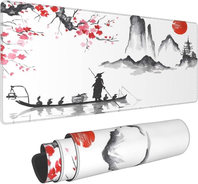 Japan Traditional Painting Extended Big Mouse Pad Large, XL Gaming Mouse Pad by CANFLASHION