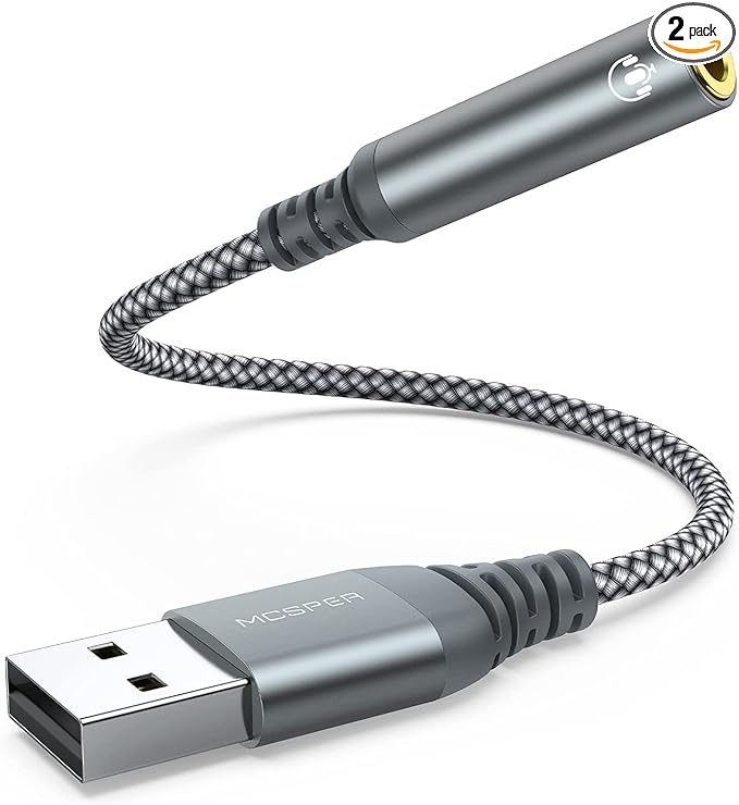 MCSPER 2-Pack USB to 3.5mm Jack Audio Adapter, External Sound Card USB-A to by MCSPER