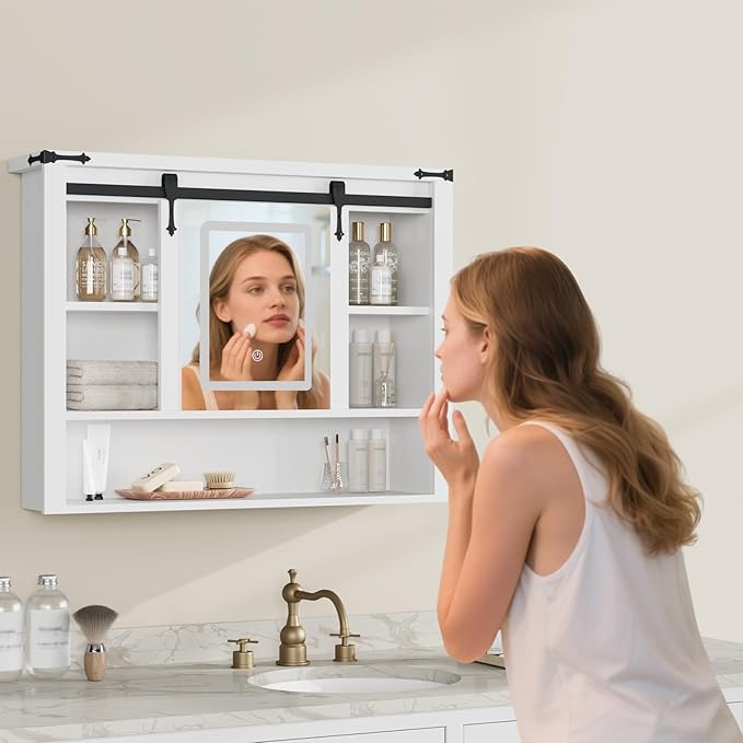 QUW 31" Farmhouse Bathroom Wall Cabinet, Bathroom Medicine Cabinets - Image 8