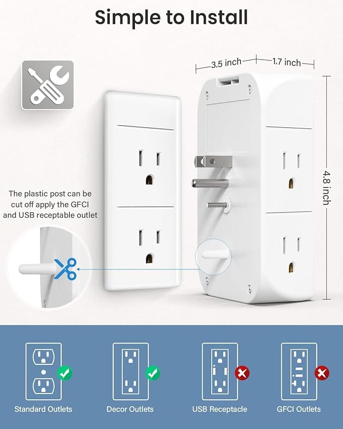 PD20W Wall Outlet Extender, Outlet Splitter - Image 6