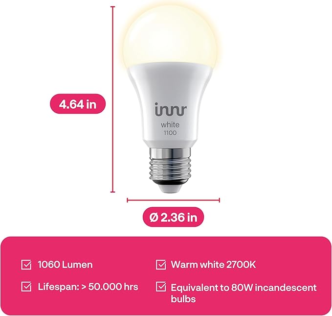 innr Smart Light Bulbs, A19 Zigbee, Works - Image 4